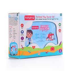 Babyhug Pretend Play Doctor Set with Wheeled Suitcase & LED Lights 15 Pieces - Blue