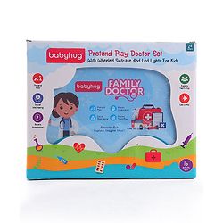 Babyhug Pretend Play Doctor Set with Wheeled Suitcase & LED Lights 15 Pieces - Blue