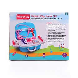 Babyhug Pretend Play Doctor Set with Wheeled Suitcase & LED Lights 15 Pieces - Blue