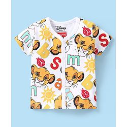 Babyhug Disney 100% Cotton Knit Half Sleeves Lion King Printed Set of Vests Pack of 3 - Multicolour