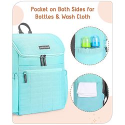 Babyhug Premium Quilted Stylish Water Resistant Diaper Backpack- Sea Green