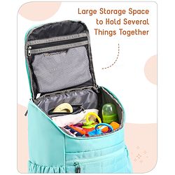 Babyhug Premium Quilted Stylish Water Resistant Diaper Backpack- Sea Green
