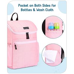Babyhug Premium Quilted Stylish Water Resistant Diaper Backpack- Light Pink