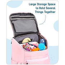 Babyhug Premium Quilted Stylish Water Resistant Diaper Backpack- Light Pink