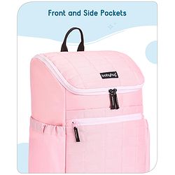 Babyhug Premium Quilted Stylish Water Resistant Diaper Backpack- Light Pink