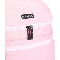 Babyhug Premium Quilted Stylish Water Resistant Diaper Backpack- Light Pink
