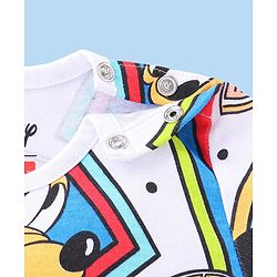 Babyhug Disney Cotton Knit Half Sleeves Mickey Mouse Printed Onesie - White