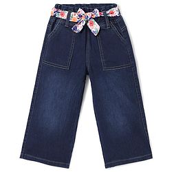 Babyhug Denim Full Sleeves Solid Stretchable Jeans with Cloth Belt - Blue