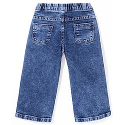 Babyhug Denim Full Length Butterfly Embroidered Stretchable Jeans - Blue