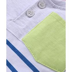 Babyhug Single Jersey Knit Half Sleeves Striped T-Shirt & Shorts Set with Pocket Detailing - Multicolour