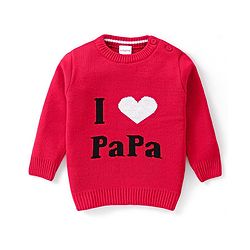 Babyhug Knitted Full Sleeves Sweater Set Text Design - Red