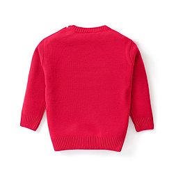 Babyhug Knitted Full Sleeves Sweater Set Text Design - Red