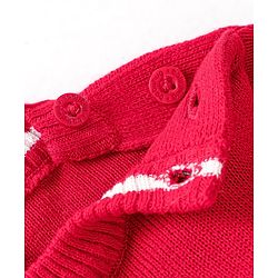 Babyhug Knitted Full Sleeves Sweater Set Text Design - Red