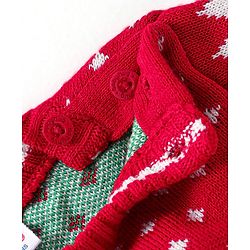 Babyhug Knitted Full Sleeves Baby Sweater Set with Tree Design - Red