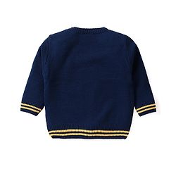 Babyhug Knitted Full Sleeves Baby Sweater Set with Deer Design - Navy Blue