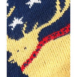 Babyhug Knitted Full Sleeves Baby Sweater Set with Deer Design - Navy Blue
