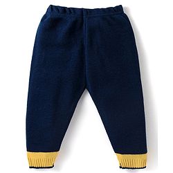 Babyhug Knitted Full Sleeves Pullover Sweater & Pant Set with Star Design - Navy Blue & Yellow