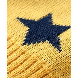 Babyhug Knitted Full Sleeves Pullover Sweater & Pant Set with Star Design - Navy Blue & Yellow