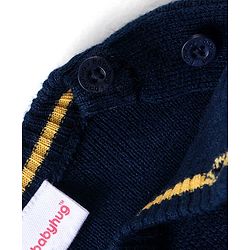Babyhug Knitted Full Sleeves Pullover Sweater & Pant Set with Star Design - Navy Blue & Yellow