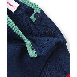 Babyhug Knitted Full Sleeves Striped Baby Sweater Set - Navy Blue