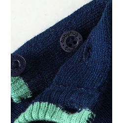 Babyhug Knitted Full Sleeves Striped Baby Sweater Set - Navy Blue