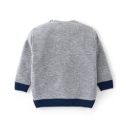 Babyhug Knit Full Sleeves Sweater & Pant Set Penguin Design - Navy Blue & Grey