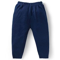 Babyhug Knit Full Sleeves Sweater & Pant Set Penguin Design - Navy Blue & Grey