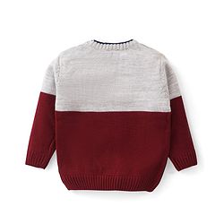 Babyhug Knit Full Sleeves Sweater Set with Colour Block Design & Number Embroidery - Grey & Red