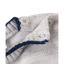 Babyhug Knit Full Sleeves Sweater Set with Colour Block Design & Number Embroidery - Grey & Red