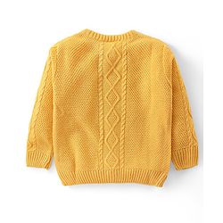 Babyhug Knitted Full Sleeves Front Open Sweater with Cable Knit Design - Yellow