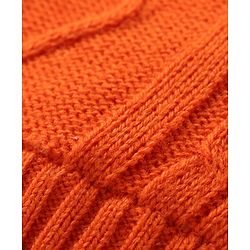 Babyhug Knitted Full Sleeves Front Open Sweater with Cable Knit Design- Grey & Orange
