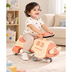 Babyhug Baby Magic Premium Aero Kids Magic Swing Car With Music Lights & ABEC 7 Bearing with PU LED Wheels - Orange