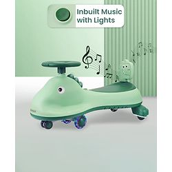Babyhug Dino Drift Kids Swing Car with ABEC 7 Bearing,Lights,Muisc & PU LED Wheels - Multicolor