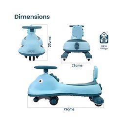 Babyhug Dino Drift Kids Swing Car with ABEC 7 Bearing,Lights,Muisc & PU LED Wheels - Multicolor