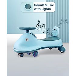 Babyhug Dino Drift Kids Swing Car with ABEC 7 Bearing,Lights,Muisc & PU LED Wheels - Multicolor