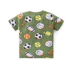 Babyhug Cotton Knit Half Sleeves Night Suit  With Football Print - Green