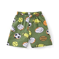 Babyhug Cotton Knit Half Sleeves Night Suit  With Football Print - Green