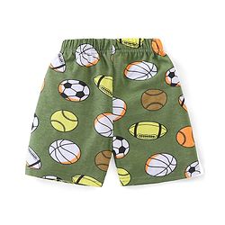 Babyhug Cotton Knit Half Sleeves Night Suit  With Football Print - Green