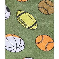 Babyhug Cotton Knit Half Sleeves Night Suit  With Football Print - Green