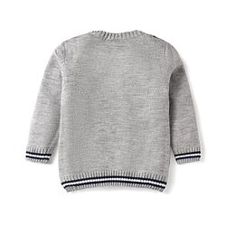 Babyhug Knitted Full Sleeves Pullover Sweater with Argyle Design & Bow Applique - Grey