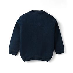 Babyhug Knitted Full Sleeves Pullover Solid Color Sweater - Navy Blue