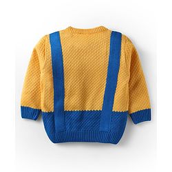 Babyhug Knit Full Sleeves Pullover Sweater With Bow Applique - Yellow