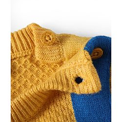 Babyhug Knit Full Sleeves Pullover Sweater With Bow Applique - Yellow