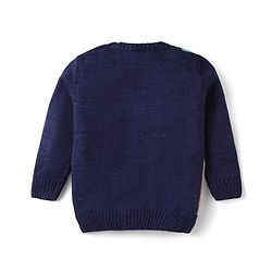 Babyhug Knitted Full Sleeves Pullover Sweater With Argyle Design - Navy Blue