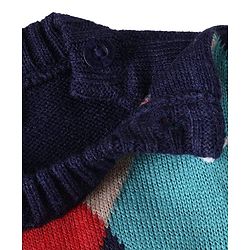 Babyhug Knitted Full Sleeves Pullover Sweater With Argyle Design - Navy Blue