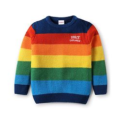 Babyhug Knitted Full Sleeves Pullovers Striped Sweater - Multicolor