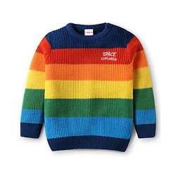 Babyhug Knitted Full Sleeves Pullovers Striped Sweater - Multicolor