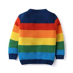 Babyhug Knitted Full Sleeves Pullovers Striped Sweater - Multicolor