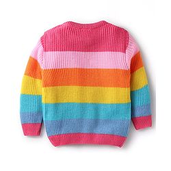 Babyhug Knitted Full Sleeves Pullovers Striped Sweater - Multicolor