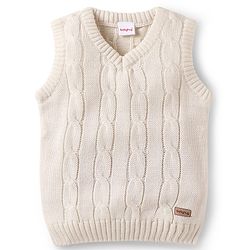Babyhug Knitted Sleeveless Pullover Sweater Vest with Cable Knit Design - Teal Blue